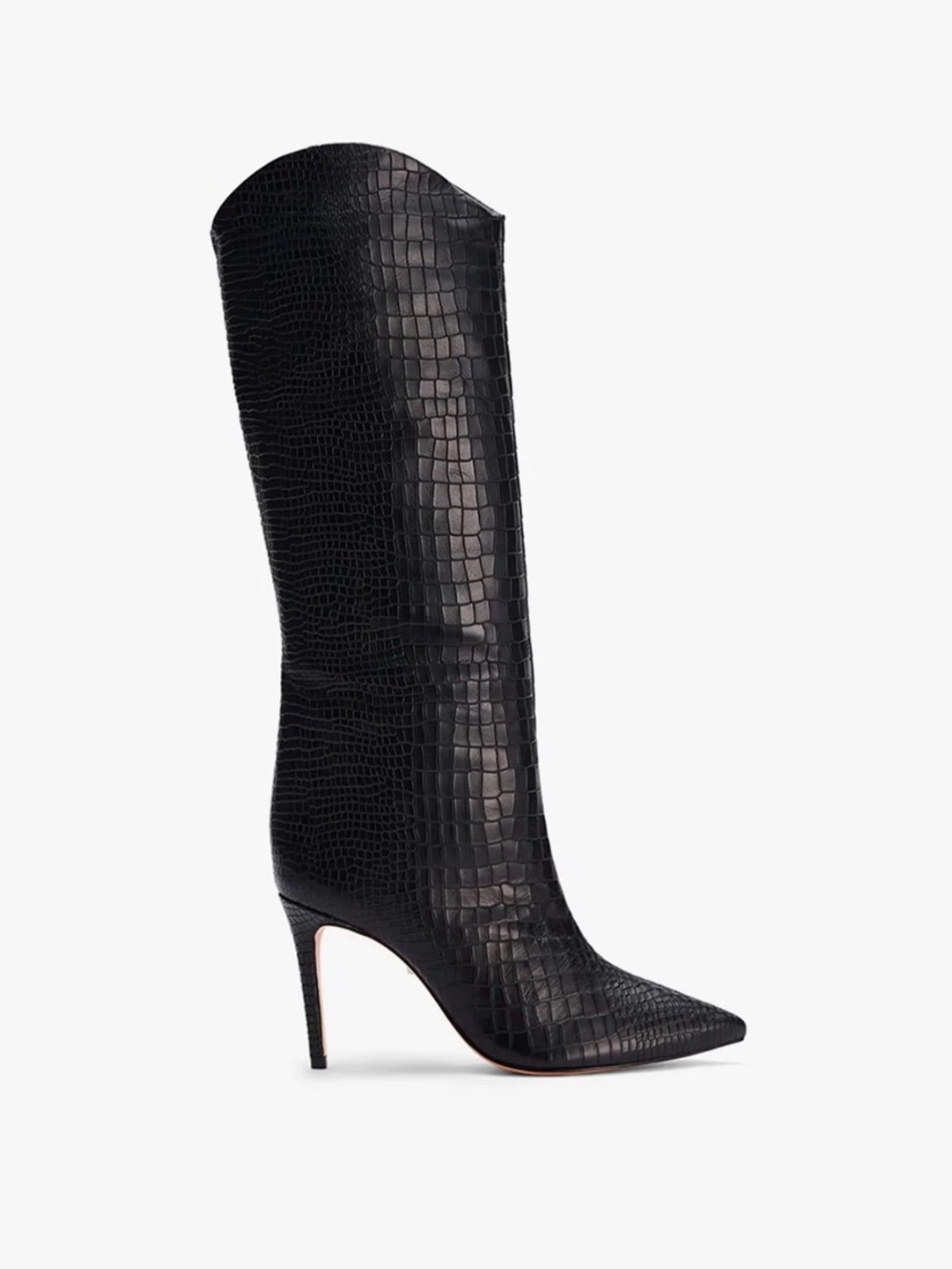 SCHUTZ Black Croc-Embossed Over-the-Knee Stiletto Boot